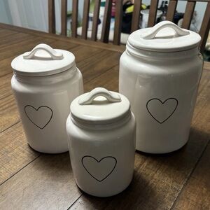 Rae Dunn black heart canister set